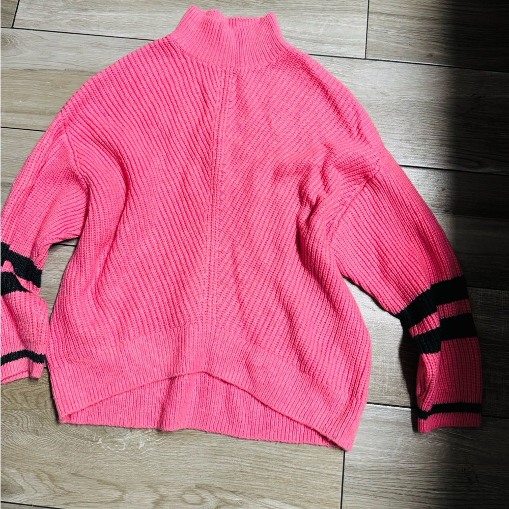 Express Pink Cowl Neck Sweater with Black Accents